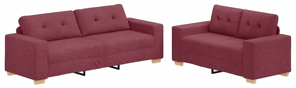 vidaXL Σετ Καναπέ με μαξιλάρι 2 pcs Κόκκινο 221 x 78 x 80 εκ Ύφασμα