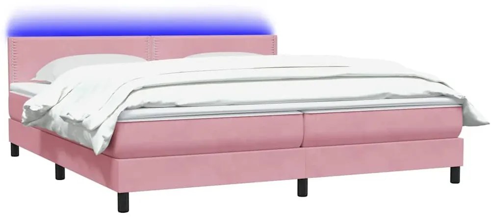 Box Spring κρεβάτι με στρώμα ροζ 200x220 cm Βελούδινο - Ροζ