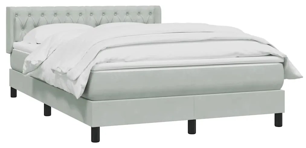 vidaXL Κρεβάτι Boxspring με Στρώμα Ανοιχτό Γκρι 160x220 εκ. Βελούδινο