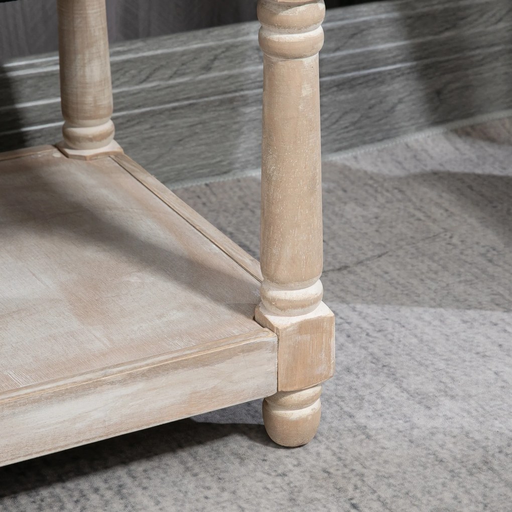 HOMCOM Παπουτσοθήκη-Πάγκος με αποθηκευτικό χώρο, Vintage σχεδιασμός, Κουμπιά, Ξύλο καουτσούκ, 115x40x48cm, Γκρι