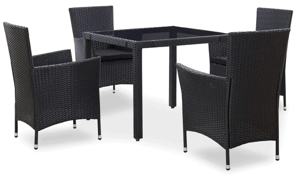 vidaXL Σετ Τραπεζαρίας Εξωτερικού Χώρου 5 τεμ. Μαύρο Συνθετικό Ρατάν