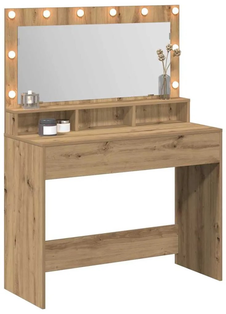 vidaXL Τραπέζι Μακιγιάζ με ράφι artisan δρυς 100 x 41 x 135 εκ.