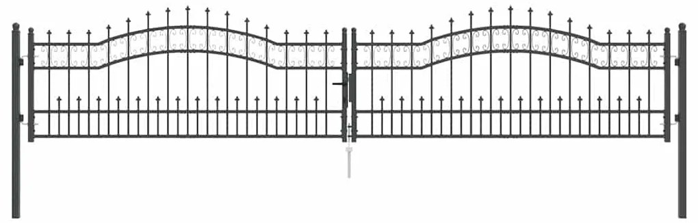 vidaXL Πύλη Φράχτη με Στρογγυλή Κορυφή Γκρι 404 x 75 εκ. Ατσάλι