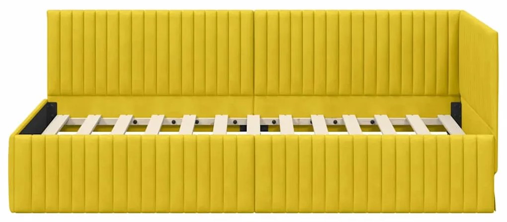 vidaXL Κρεβάτι Γωνίας με κεφαλάρι Κίτρινο 90 x 190 cm Βελούδο
