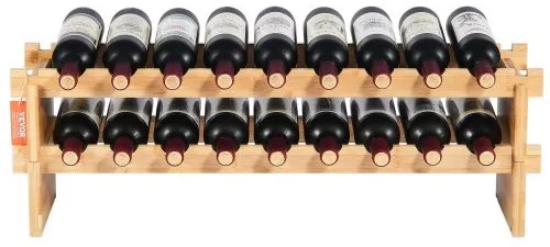 VEVOR 18 Bottle Stackable Modular Wine Rack Bamboo Wood Display Shelf 2-Tier