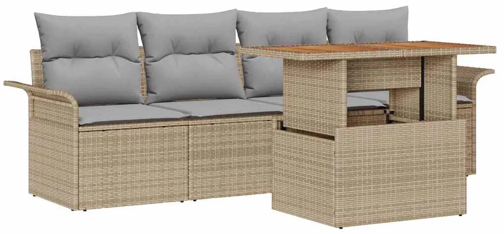 vidaXL Σετ Καναπέ Κήπου με μαξιλάρι 5 pcs μπεζ και ανοιχτό γκρι