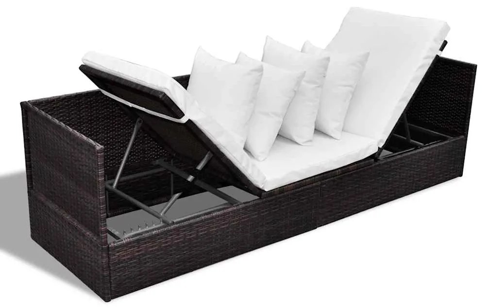 vidaXL Ξαπλώστρα Καφέ 200 x 60 x 58 εκ. συνθετικό ρατάν