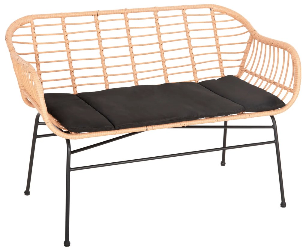 ΚΑΝΑΠΕΣ ALLEGRA HM6077 ΜΑΥΡΟ ΜΕΤΑΛΛΟ-ΜΠΕΖ ΣΥΝΘ.RATTAN 120x62x80Υεκ.