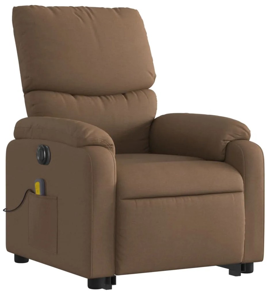 vidaXL Πολυθρόνα Μασάζ Ηλεκ. Ανακλινόμενη με Ανύψωση Καφέ Υφασμάτινη