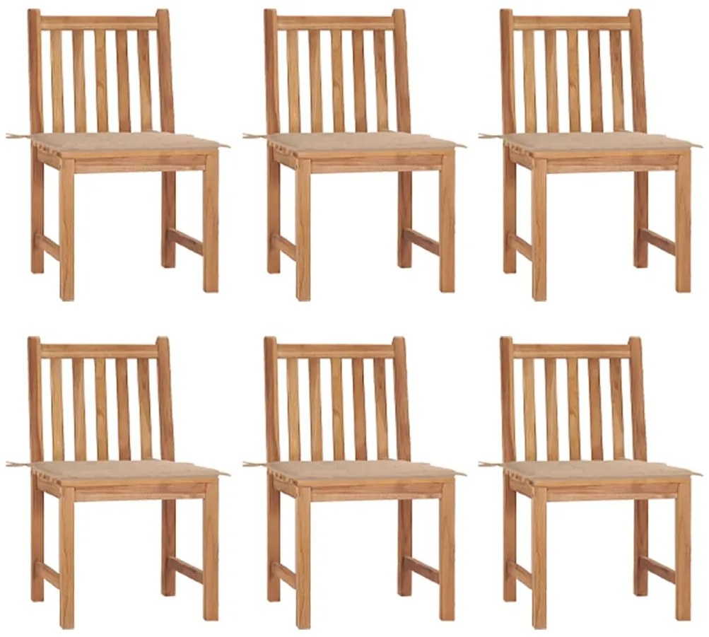 vidaXL Καρέκλες Κήπου 6 τεμ. από Μασίφ Ξύλο Teak με Μαξιλάρια
