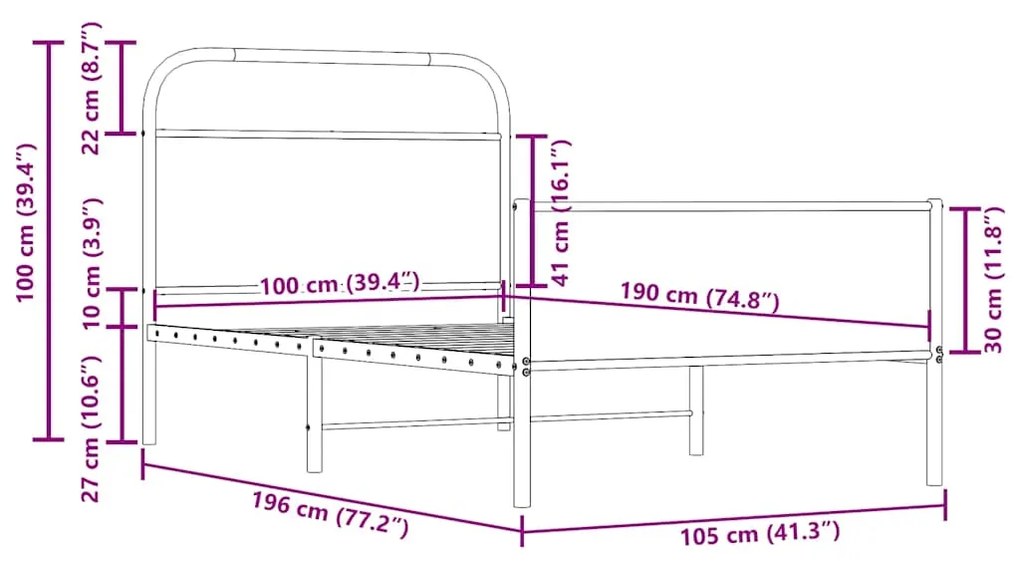 Πλαίσιο Κρεβατιού Χωρ. Στρώμα Sonoma Δρυς 100x190 εκ Επ. Ξύλο - Καφέ