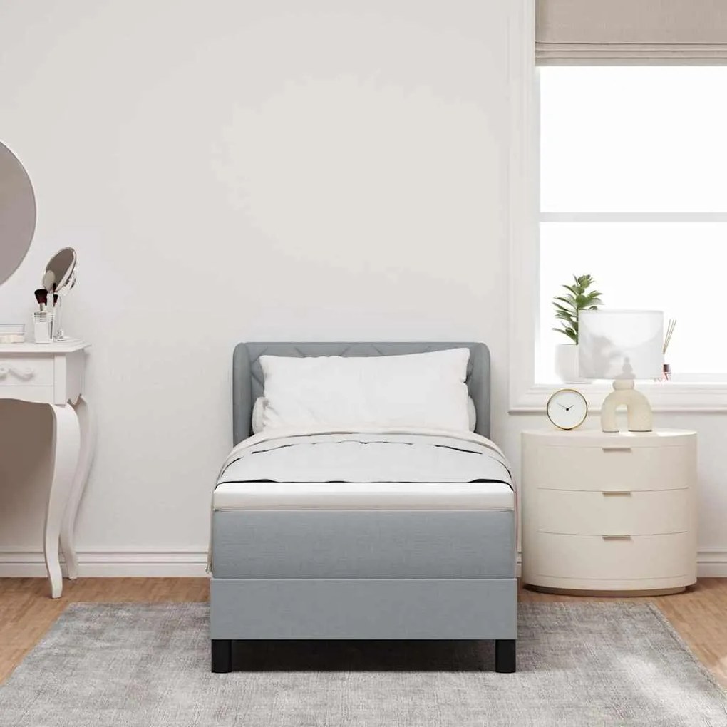 vidaXL Κρεβάτι box spring με στρώμα Ανοιχτό γκρι 80 x 200 cm ύφασμα