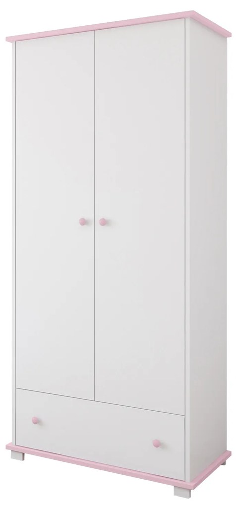 Ντουλάπα  2φυλλη  Classic White + Pink  83x48x183cm  BC30020 BabyCute