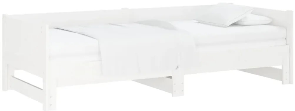 vidaXL Καναπές Κρεβάτι Συρόμενος Λευκός 2x(90x190) εκ. από Μασίφ Πεύκο