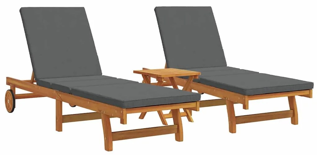 vidaXL Ξαπλώστρα 3 pcs Καφέ 40 x 40 x 40εκ Μασίφ ξύλο ακακίας