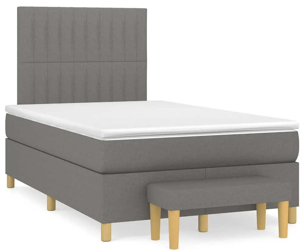 vidaXL Κρεβάτι Boxspring με Στρώμα Σκούρο Γκρι 120x190 εκ Υφασμάτινο