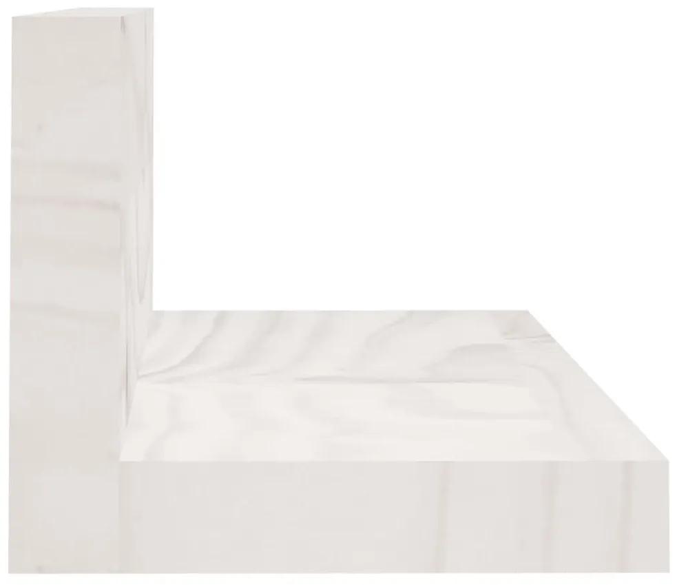 Ράφια Τοίχου 2 τεμ. Λευκό 110x11x9 εκ. από Μασίφ Ξύλο Πεύκου - Λευκό
