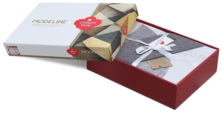 Σετ παπλωματοθήκη Leron Cotton Box 4 τμχ Διπλή (200x220) χρώμα γκρι