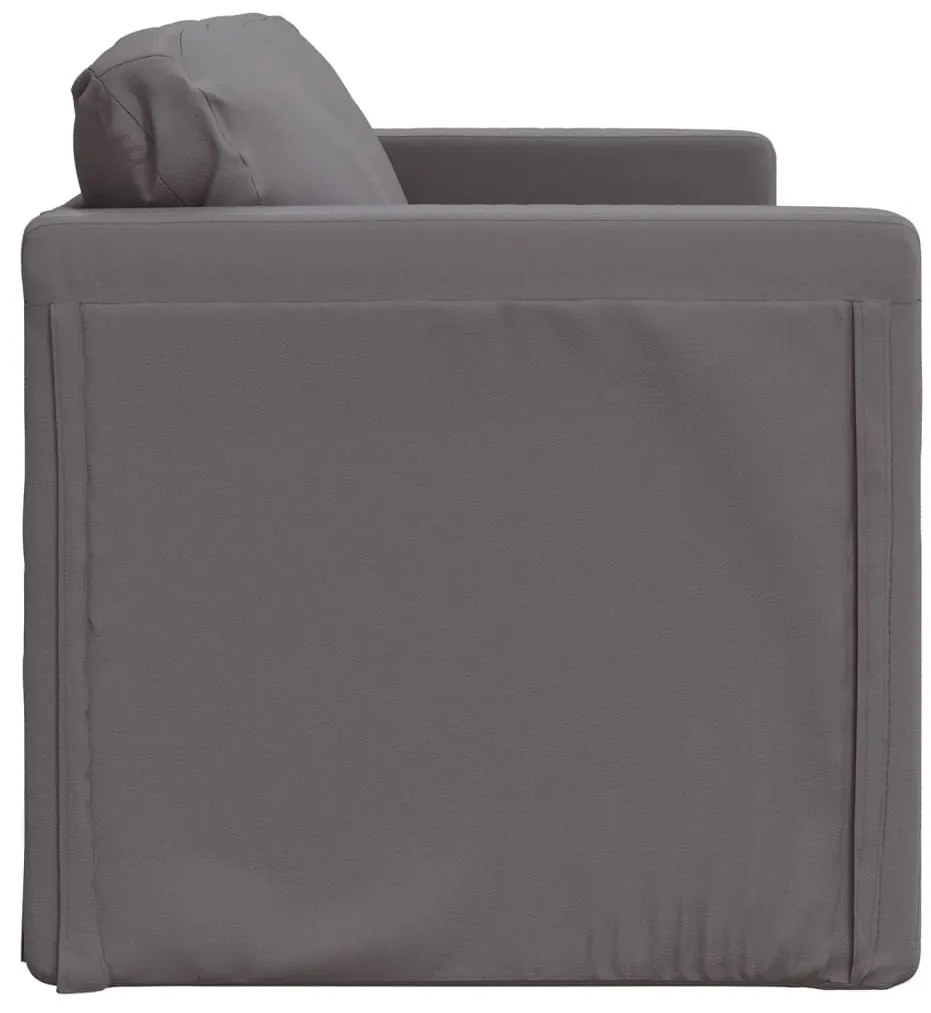 vidaXL Καναπές-Κρεβάτι Δαπέδου 2 σε 1 Γκρι 112x174x55 εκ. Συνθ. Δέρμα