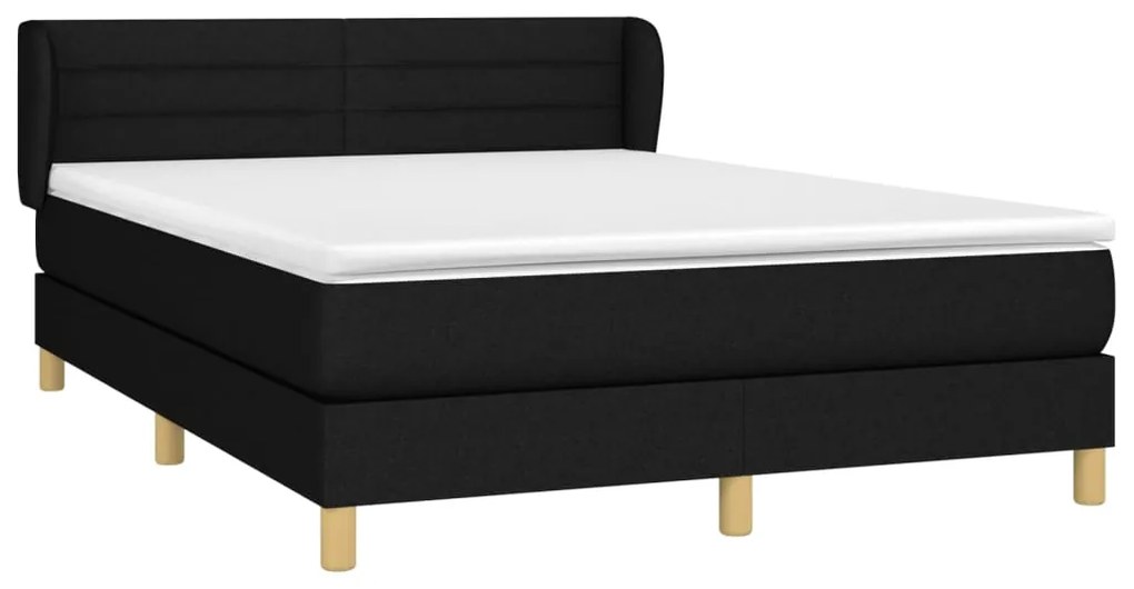 vidaXL Κρεβάτι Boxspring με Στρώμα Μαύρο 140x200 εκ. Υφασμάτινο