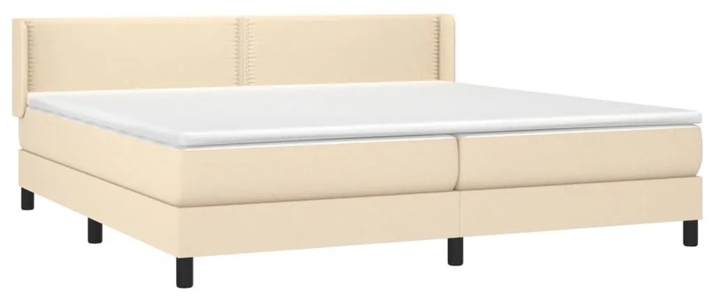 Κρεβάτι Boxspring με Στρώμα Κρεμ 200x200 εκ. Υφασμάτινο - Κρεμ