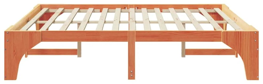 vidaXL Κρεβάτι δαπέδου Καφέ 200 x 200 cm Μασίφ ξύλο πεύκου