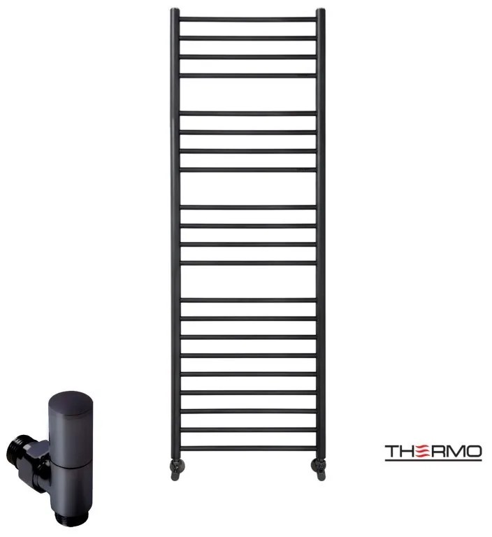 Thermo BELLAVIA Θερμαινόμενη πετσετοκρεμάστρα από ανοξείδωτο χάλυβα με υδραυλική λειτουργία150x50cm Silk Black