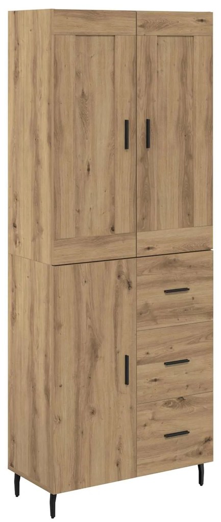 vidaXL Highboard με συρτάρι 2 pcs Artisan Oak Σύνθετο Ξύλο και Γυαλί
