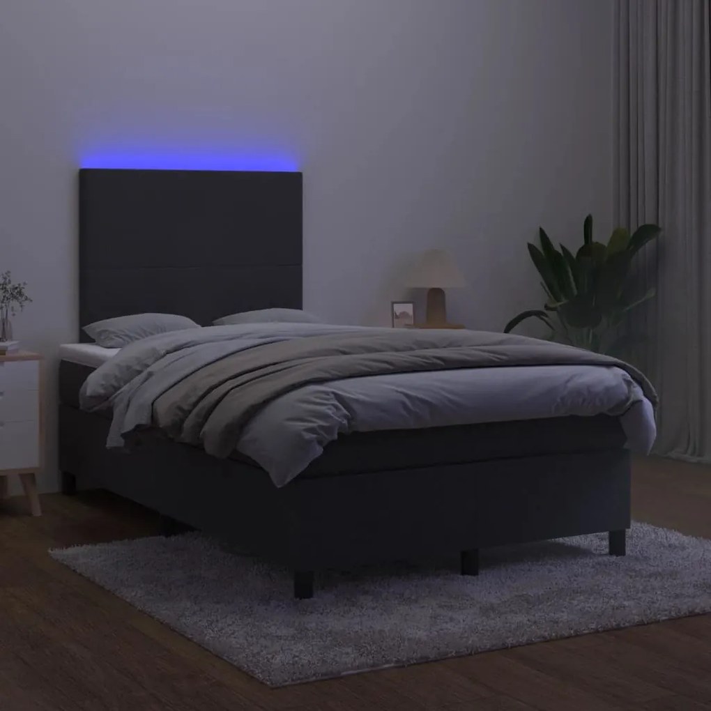 ΚΡΕΒΑΤΙ BOXSPRING ΜΕ ΣΤΡΩΜΑ &amp; LED ΜΑΥΡΟ 120X190 ΕΚ. ΒΕΛΟΥΔΙΝΟ 3270301