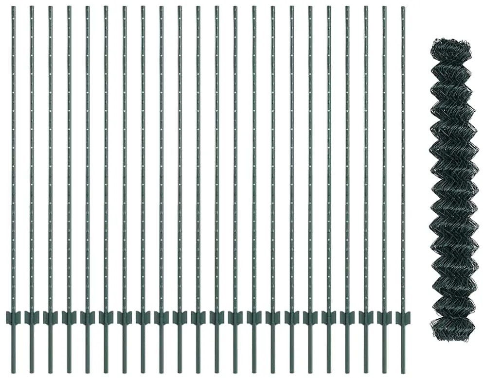 vidaXL Τεντώτο με στήριγμα Πράσινο 1,5 x 25 m Ατσάλι