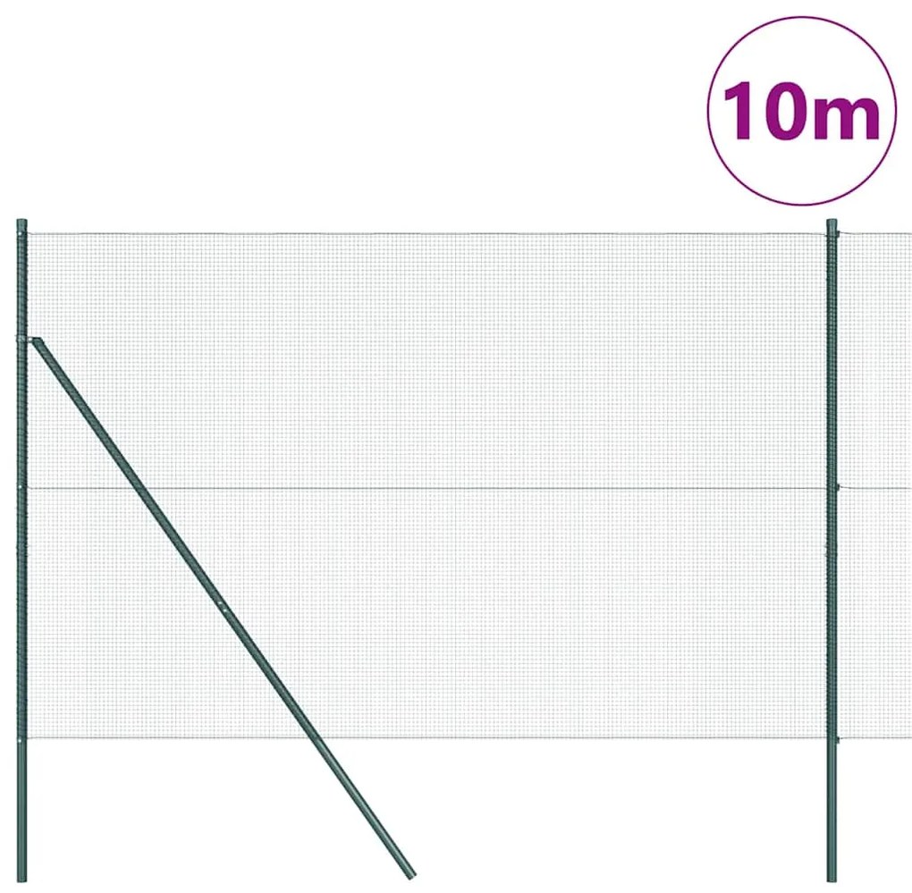 vidaXL Φράχτης με Στήλες. Πράσινο 1.6 x 10 m Ατσάλι
