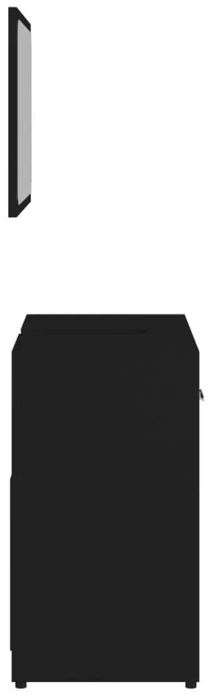 Σετ Επίπλων Μπάνιου Μαύρο από Επεξεργασμένο Ξύλο - Μαύρο
