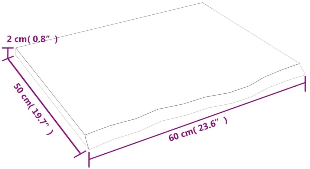 Πάγκος Μπάνιου Σκούρο Καφέ 60x50x2 εκ. Επεξ. Μασίφ Ξύλο - Γκρι