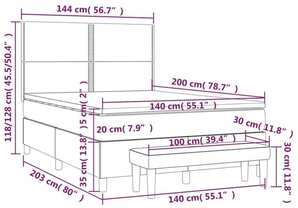 ΚΡΕΒΑΤΙ BOXSPRING ΜΕ ΣΤΡΩΜΑ ΜΑΥΡΟ 140X200 ΕΚ. ΥΦΑΣΜΑΤΙΝΟ 3137079