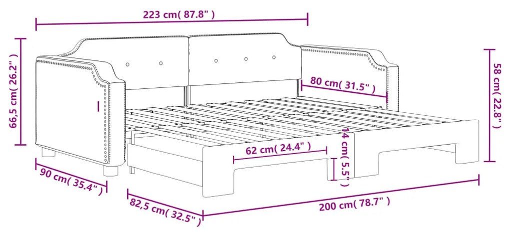 Καναπές Κρεβάτι Συρόμενος Μαύρος 80 x 200 εκ. Υφασμάτινος - Μαύρο