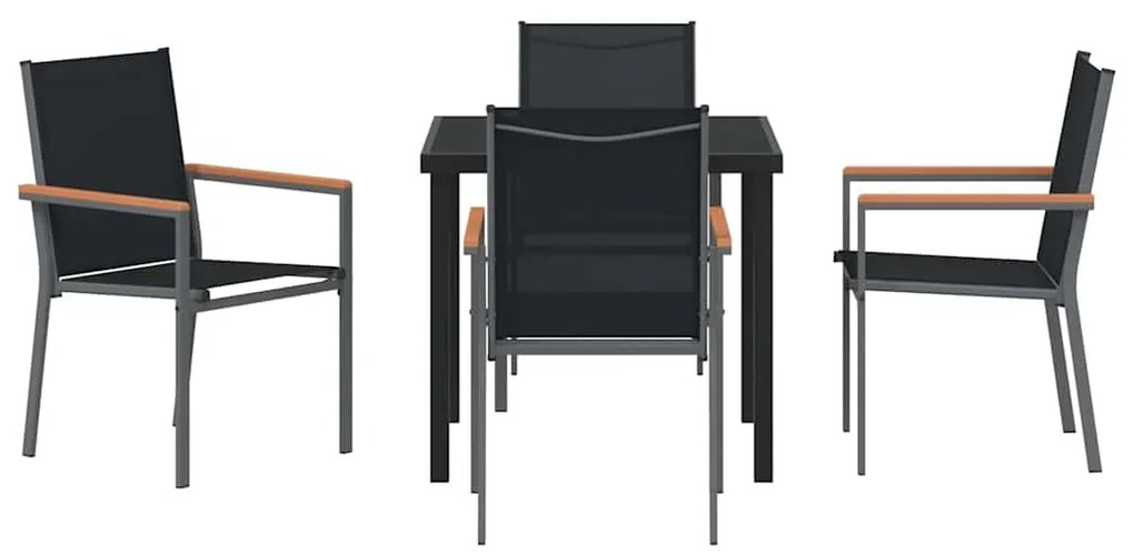 vidaXL Σέτ φαγητού για κήπο 5 pcs Μαύρο Ατσάλι με Πούδρα