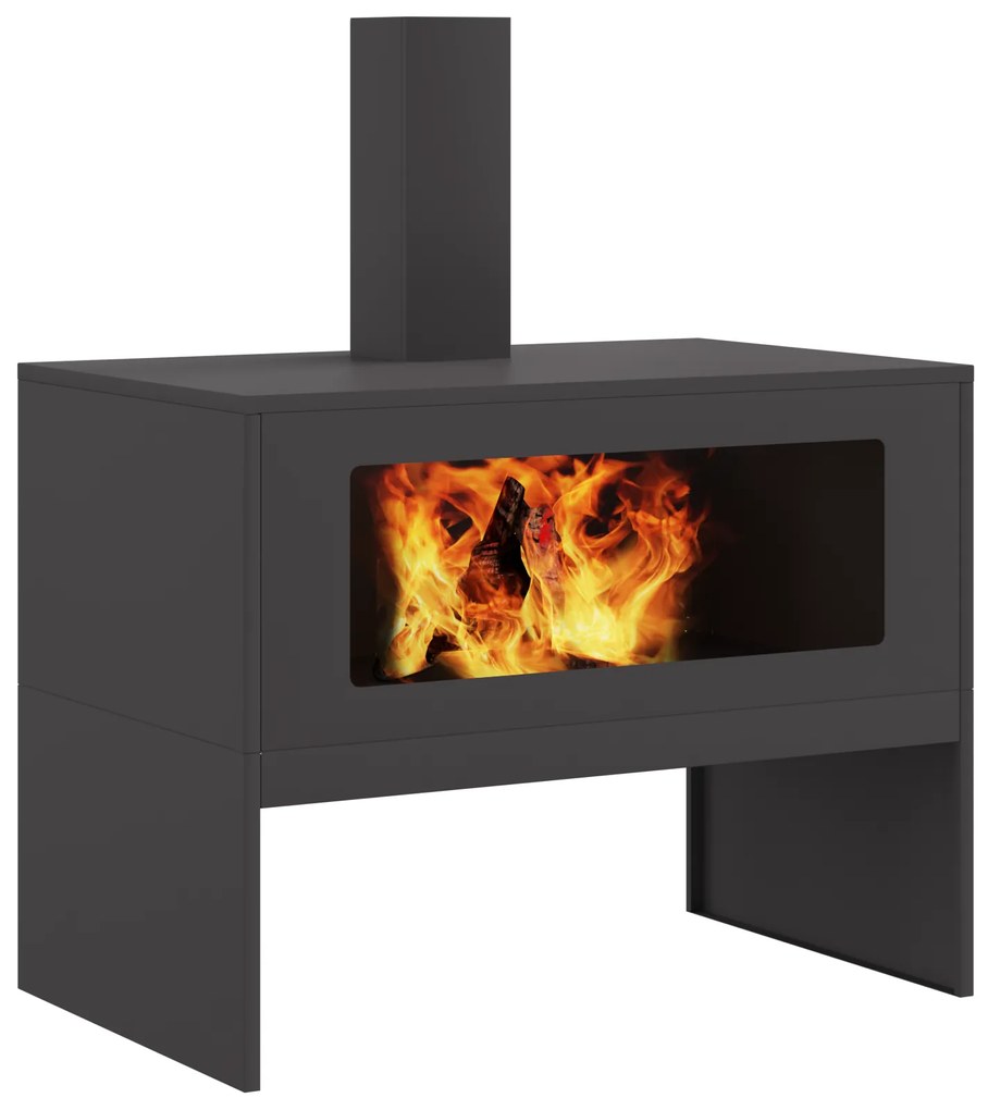 vidaXL Σόμπα με Καμινάδα Μαύρη 80x50x96 εκ Ατσάλι