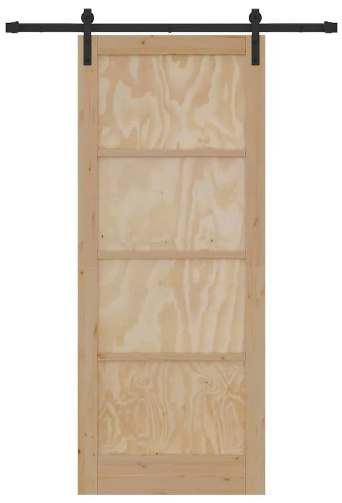 vidaXL Συρόμενη Πόρτα Φυσικό και μαύρο 86 x 211 cm
