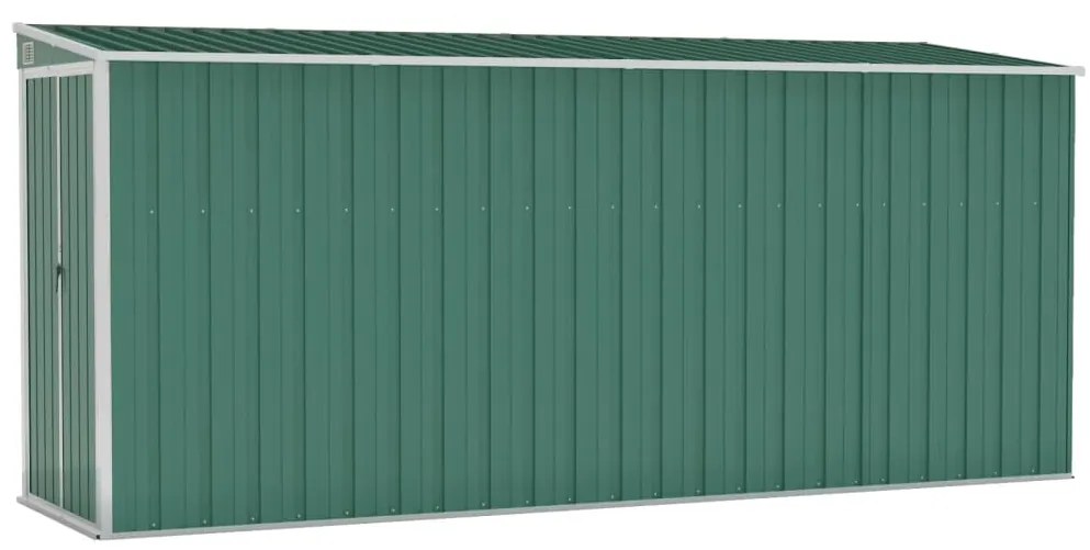 vidaXL Αποθήκη Κήπου Επιτοίχια Πράσινη 118x382x178 εκ από Γαλβ. Ατσάλι
