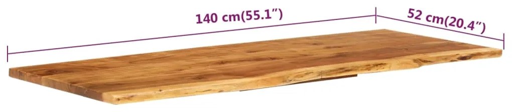 vidaXL Πάγκος Μπάνιου 140x52x2,5 εκ. από Μασίφ Ξύλο Ακακίας