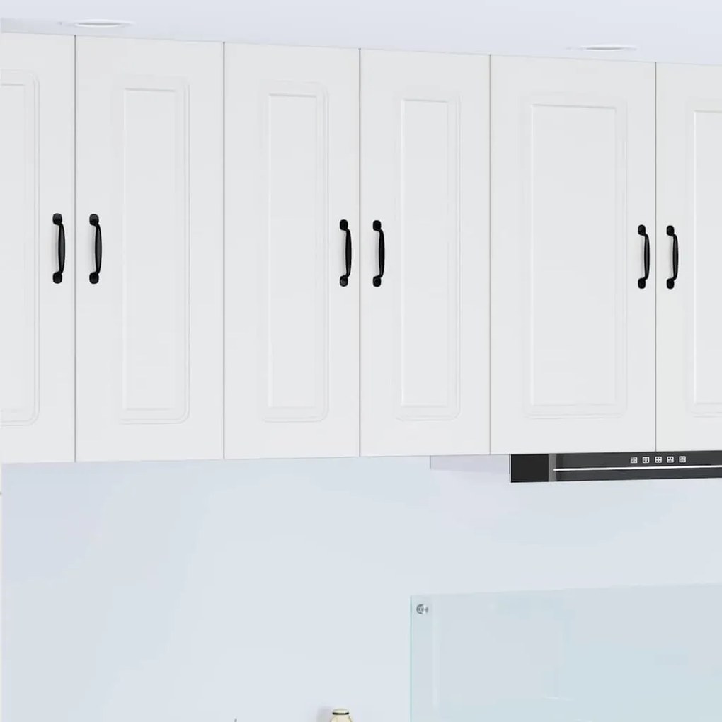 vidaXL Κρεμαστό ντουλάπι κουζίνας με ράφι 2 pcs Υψηλής γυαλάδας λευκό