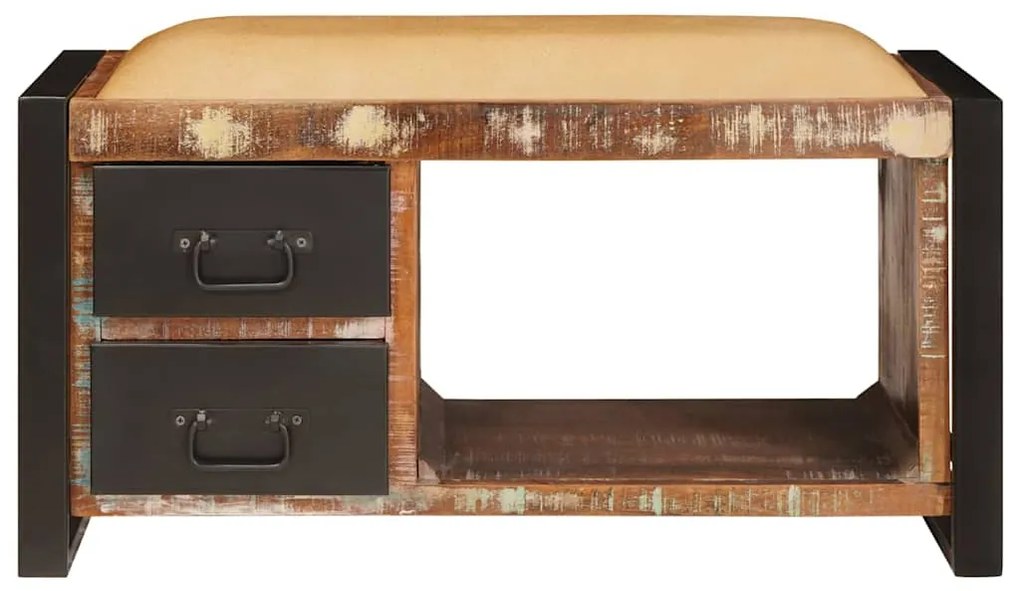 vidaXL Παγκάκι με αποθήκευση Πολύχρωμο Μασίφ ανακυκλωμένο ξύλο