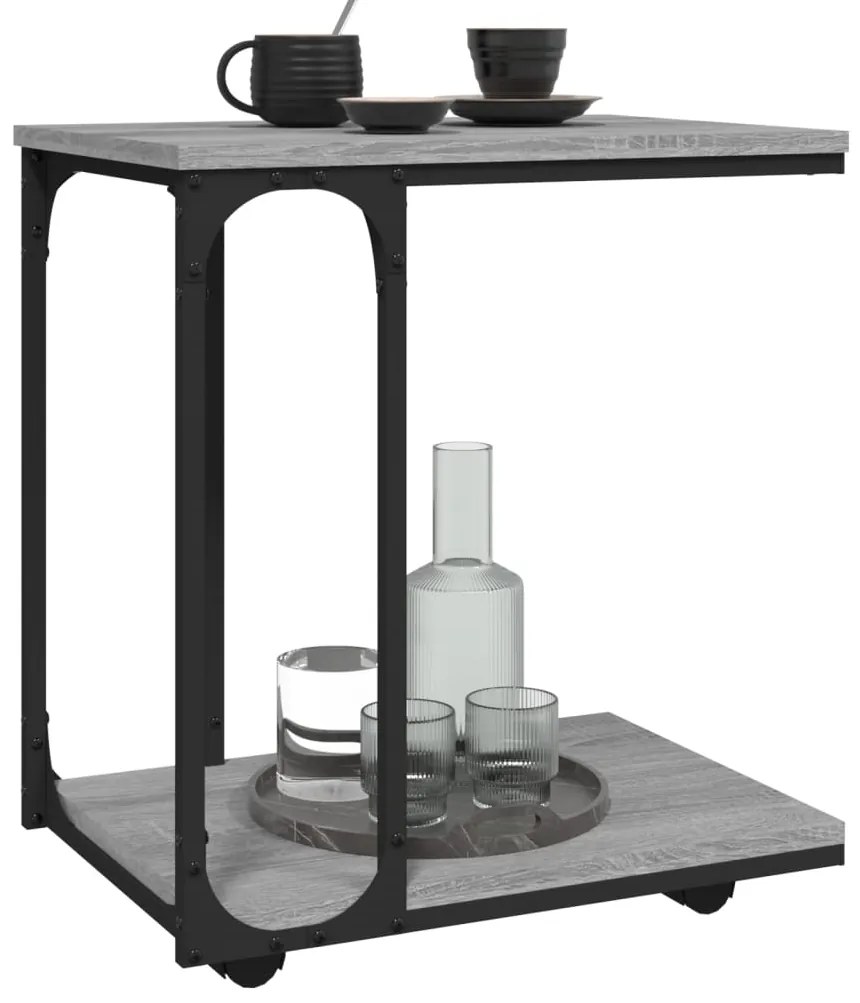 vidaXL Βοηθητικό Τραπέζι με Ρόδες Γκρι Sonoma 50x35x55,5 εκ Επεξ. Ξύλο