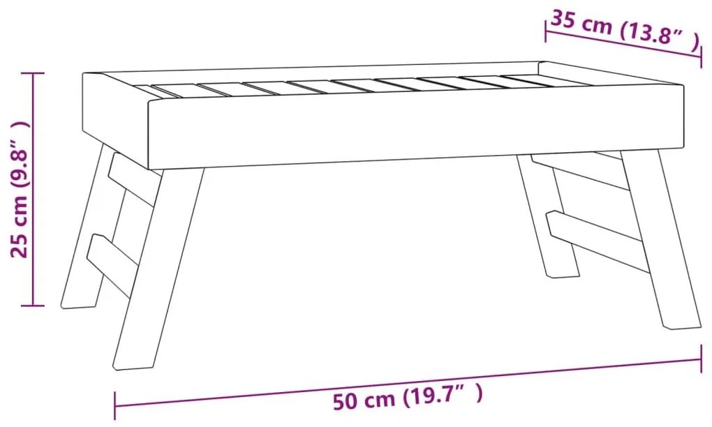 Δίσκος Πτυσσόμενος 55x35x25 εκ. από Μασίφ Ξύλο Teak - Καφέ