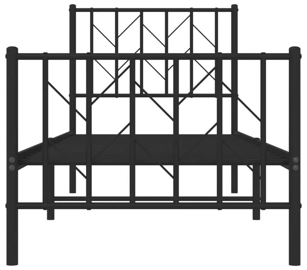 vidaXL Πλαίσιο Κρεβατιού με Κεφαλάρι&Ποδαρικό Μαύρο 75x190 εκ. Μέταλλο