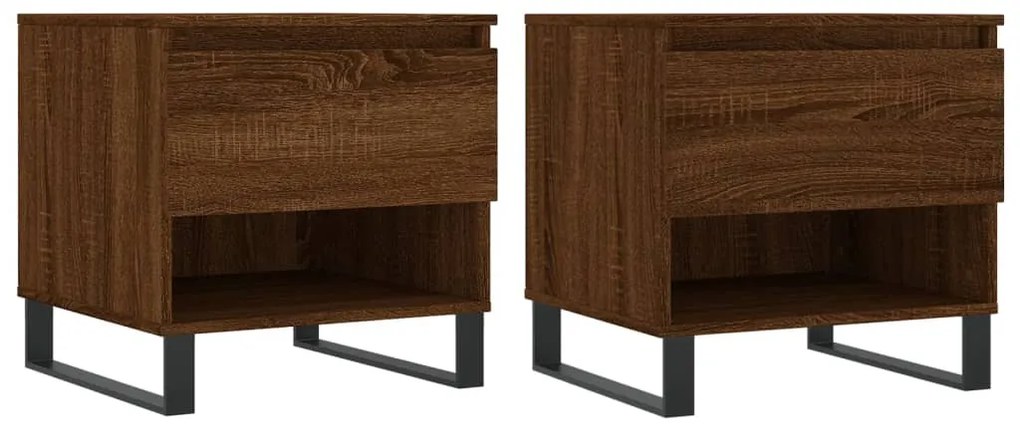 vidaXL Τραπεζάκια Σαλονιού 2 τεμ. Καφέ Δρυς 50x46x50 εκ. Επεξ. Ξύλο