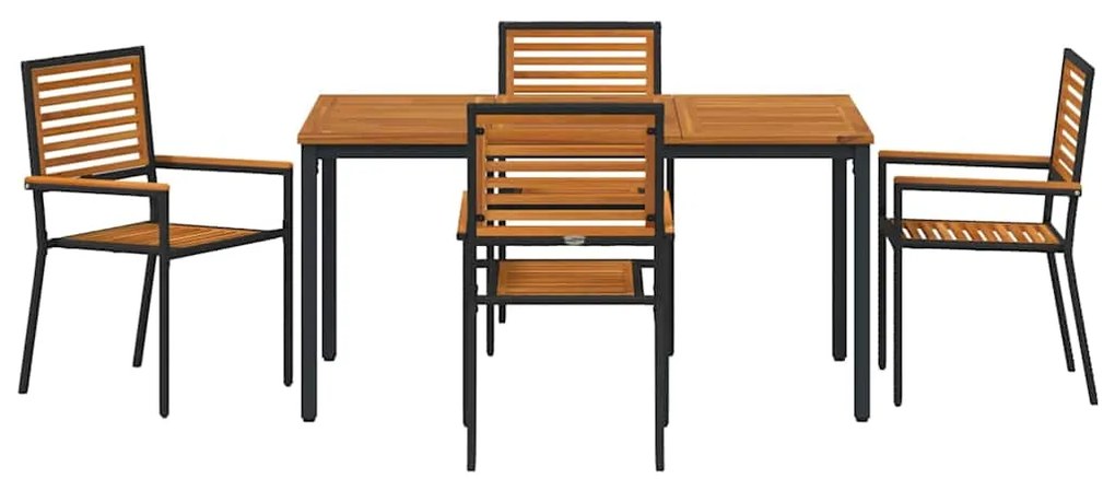 vidaXL Σέτ φαγητού για κήπο 5 pcs Μαύρο και Καφέ συνθετικό ρατάν