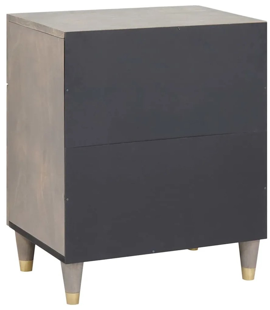 vidaXL Κομοδίνο με συρτάρι Γκρι 50 x 33 x 60 εκ Μασίφ ξύλο μάνγκο