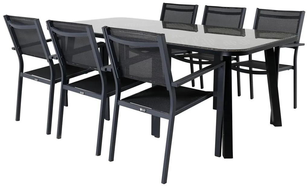 Σετ Τραπέζι και καρέκλες Dallas 760, Επεξεργασμένο γυαλί, 72 kg, Ύφασμα, Μέταλλο | Epipla1.gr