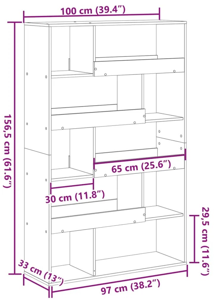 ΒΙΒΛΙΟΘΗΚΗ/ΔΙΑΧΩΡΙΣΤΙΚΟ ΧΩΡΟΥ ΔΡΥΣ 100X33X156,5 ΕΚ. ΕΠΕΞ. ΞΥΛΟ 3309498